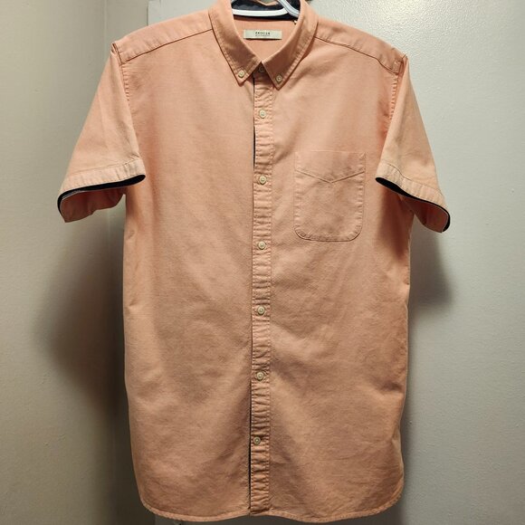 Jack&Jones Premium Men's Cotton Short-Sleeve Button-Down Shirt L Peach/colar - Picture 1 of 8